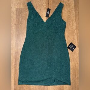 NWT Lulus Shiny Persona Green Sparkly Sleeveless Bodycon Mini Dress Size L